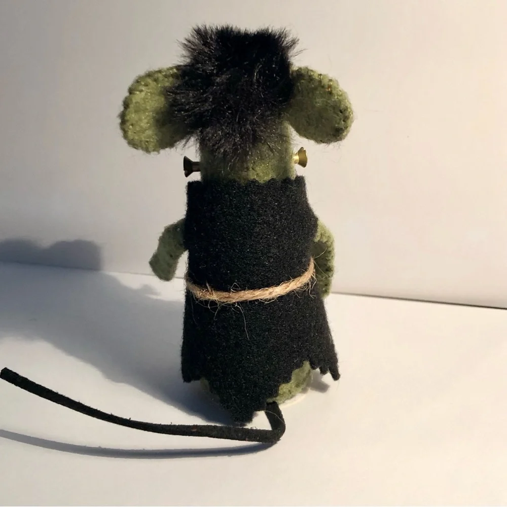 Frankenstein felt Mouse Frankenmouse art doll Hallloween Summerween hand-sewn